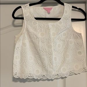 EUC Lilly Pulitzer white crop Lux Top size 0